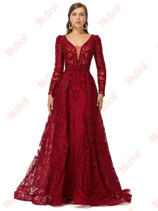 latest design red luxurious evening dress